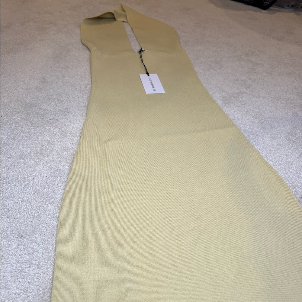 NWT WeWoreWhat Viscose Nylon Halter Neck Midi Dress in Tan Size S - Picture 3 of 11